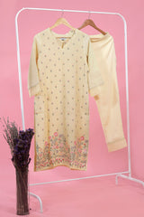 Light Yellow Floral Printed Chanderi Silk Kurta Set for Wedding Wear