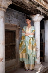 Powder Blue Handwoven Silk Suit Set