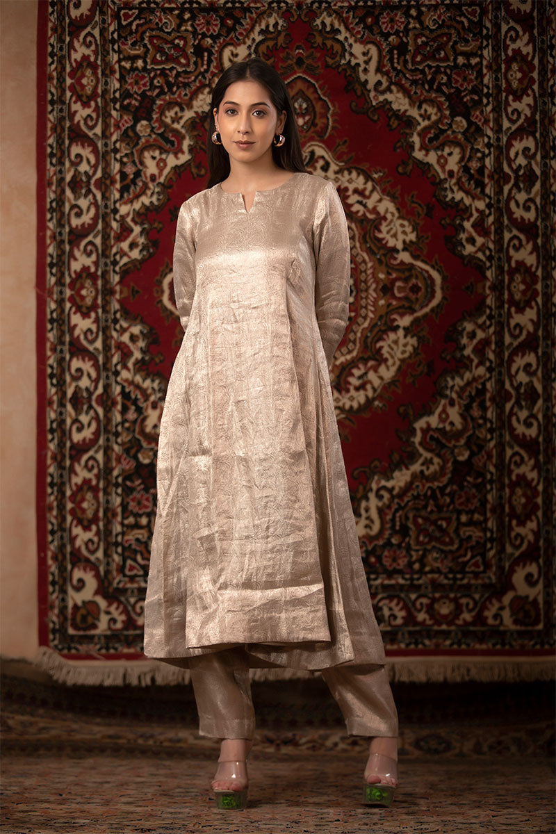 Watergold Ethnic Woven Tissue Silk Kurta Set - Main Image