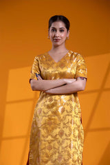 Yellow Banarasi Sharara Set with Meenakari Bird Motifs