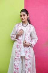 White and Pink Modal Cotton Silk Co-ord Set