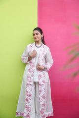 White and Pink Modal Cotton Silk Co-ord Set