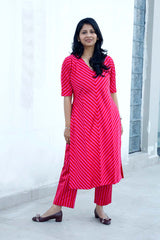 Pink and Red Banarasi Silk Kurta Set