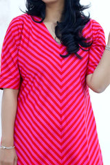 Pink and Red Banarasi Silk Kurta Set