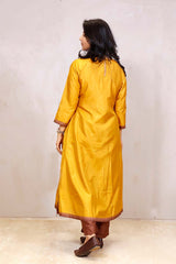 Yellow Pure Silk Kurta Set With Zari Border