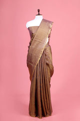 Brown saree, Tissue silk saree, Bollywood sari, wedding saree, party wear saree