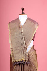 Brown Woven Tissue Silk Saree