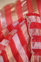 Red Tissue Silk Party Wear Saree With Sequins Work