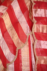 Red Tissue Silk Party Wear Saree With Sequins Work