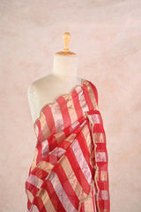 Red Tissue Silk Party Wear Saree With Sequins Work