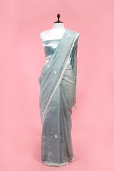 Sky blue saree, Tissue silk saree, Bollywood sari, wedding saree, party wear saree