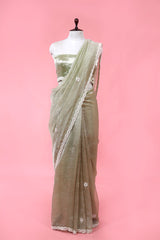 Green saree, Tissue silk saree, Bollywood sari, wedding saree, party wear saree
