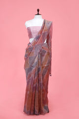 Rust Mauve saree, Tissue silk saree, Bollywood sari, wedding saree, party wear saree