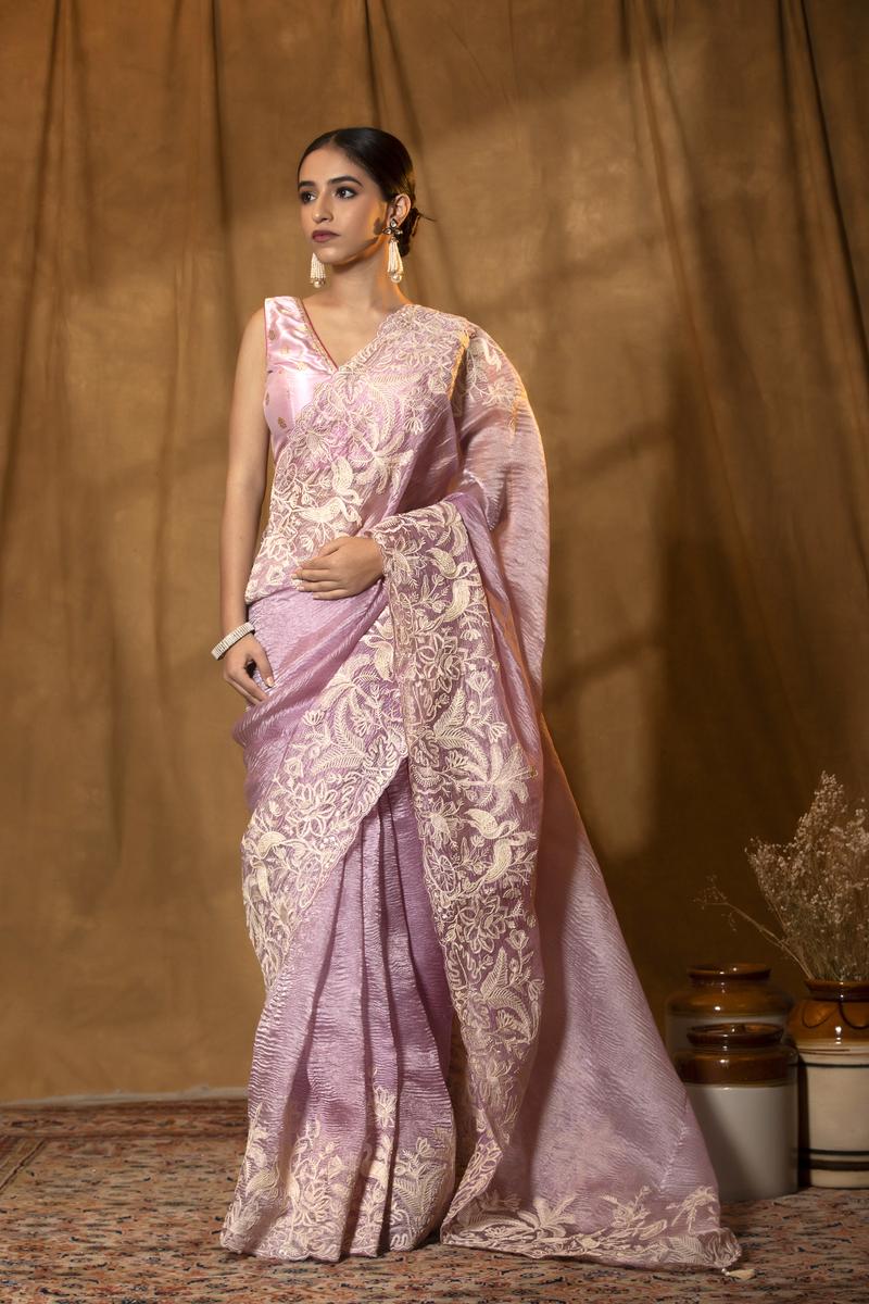 Banarasi Saree Dresses Made From Silk Sarees Baby Pink Crush
