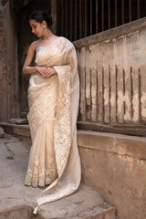 Off White saree, Tissue silk saree, Bollywood sari, wedding saree, party wear saree