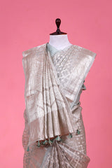 Geometrical Woven Crushed Tissue Silk Saree