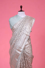 Geometrical Woven Crushed Tissue Silk Saree