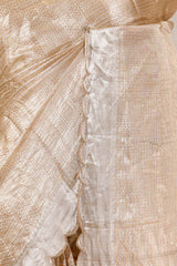 Golden Bollywood Tissue Silk Saree with Hand-Embellished Floral Pallu