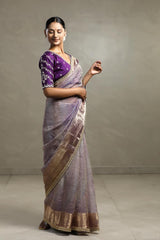 Lilac Tissue Silk Saree with Watergold Zari Work
