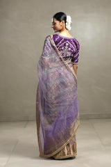 Lilac Tissue Silk Saree with Watergold Zari Work