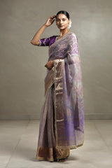 Lilac Tissue Silk Saree with Watergold Zari Work