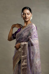 Lilac Tissue Silk Saree with Watergold Zari Work