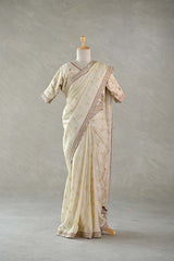 Off White Tissue Silk Saree with Banarasi Designer Blouse