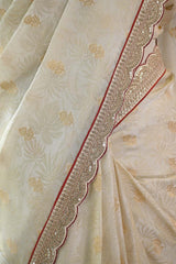 Off White Tissue Silk Saree with Banarasi Designer Blouse