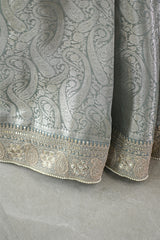 Steel Blue Tissue Silk Saree with Designer Blouse