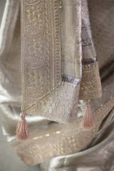 Silver Tissue Silk Saree with Designer Blouse