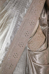 Silver Tissue Silk Saree with Designer Blouse