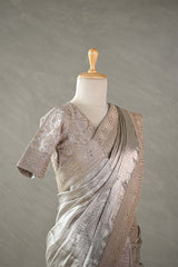 Silver Tissue Silk Saree with Designer Blouse
