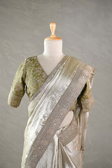 Heena Green Tissue Silk Saree with Designer Blouse