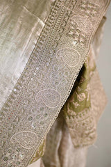 Heena Green Tissue Silk Saree with Designer Blouse