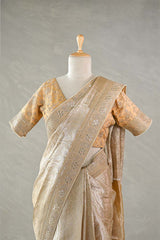 Yellow Tissue Silk Saree with Designer Blouse