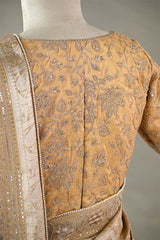 Yellow Tissue Silk Saree with Designer Blouse