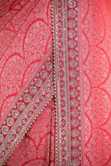 Red Tissue Silk Saree With Embellished Lace Border