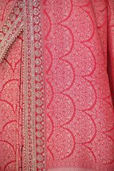 Red Tissue Silk Saree With Embellished Lace Border