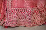 Red Tissue Silk Saree With Embellished Lace Border
