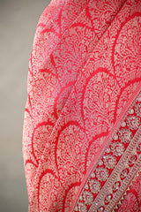Red Tissue Silk Saree With Embellished Lace Border