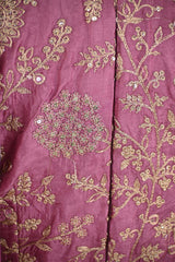 Mauve Tissue Silk Saree with Silver Zari Stripes and Beads