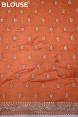 Orange Tissue Silk Saree With Embellished Lace Border