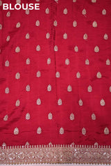 Red Tissue Silk Saree With Embellished Lace Border