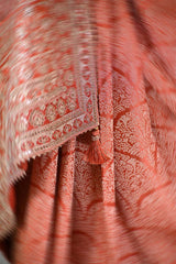 Orange Tissue Silk Saree With Embellished Lace Border