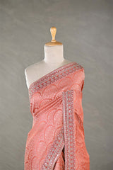 Orange Tissue Silk Saree With Embellished Lace Border