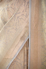 Golden Grey Brocade Handloom Banarasi Tissue Silk Saree with Gold Zari Border