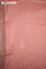 Orange Tissue Silk Saree With Embellished Lace Border