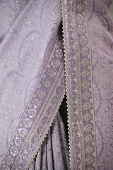 Lilac Tissue Silk Saree With Embellished Lace Border