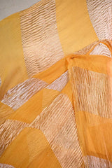 Yellow Organza Silk Saree with Crushed Tissue Zari Stripes