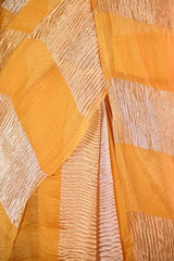 Yellow Organza Silk Saree with Crushed Tissue Zari Stripes